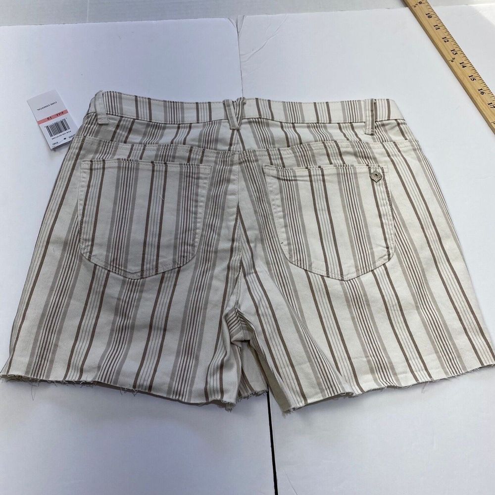 NEW Democracy Shorts Womens Size10 Cream Striped Ab Solution Mom Denim Jean - Picture 5 of 16